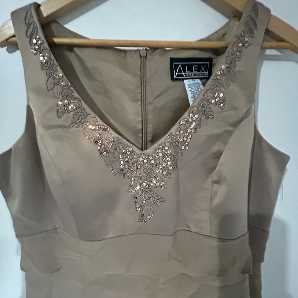 Alex Evenings Taupe Layered Maxi Dress with Jacket - Picture 2 of 7